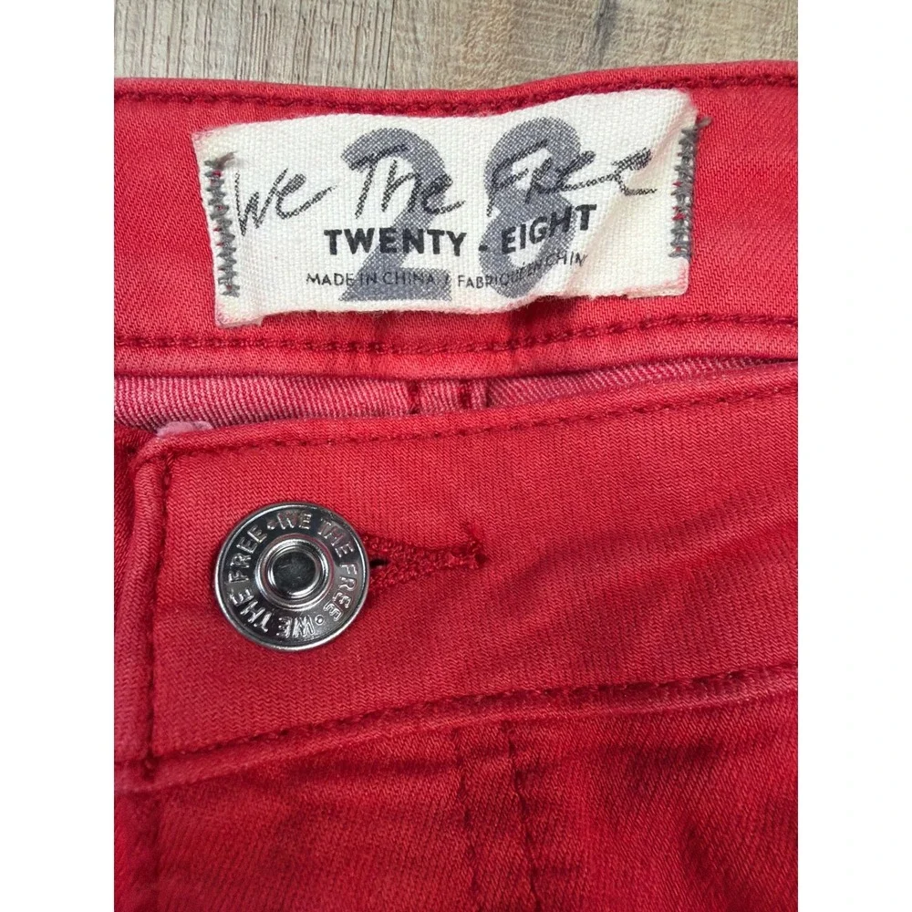 Free People We The Free Float On Flare Jeans Sultry Red High Rise Bell Bottom 28